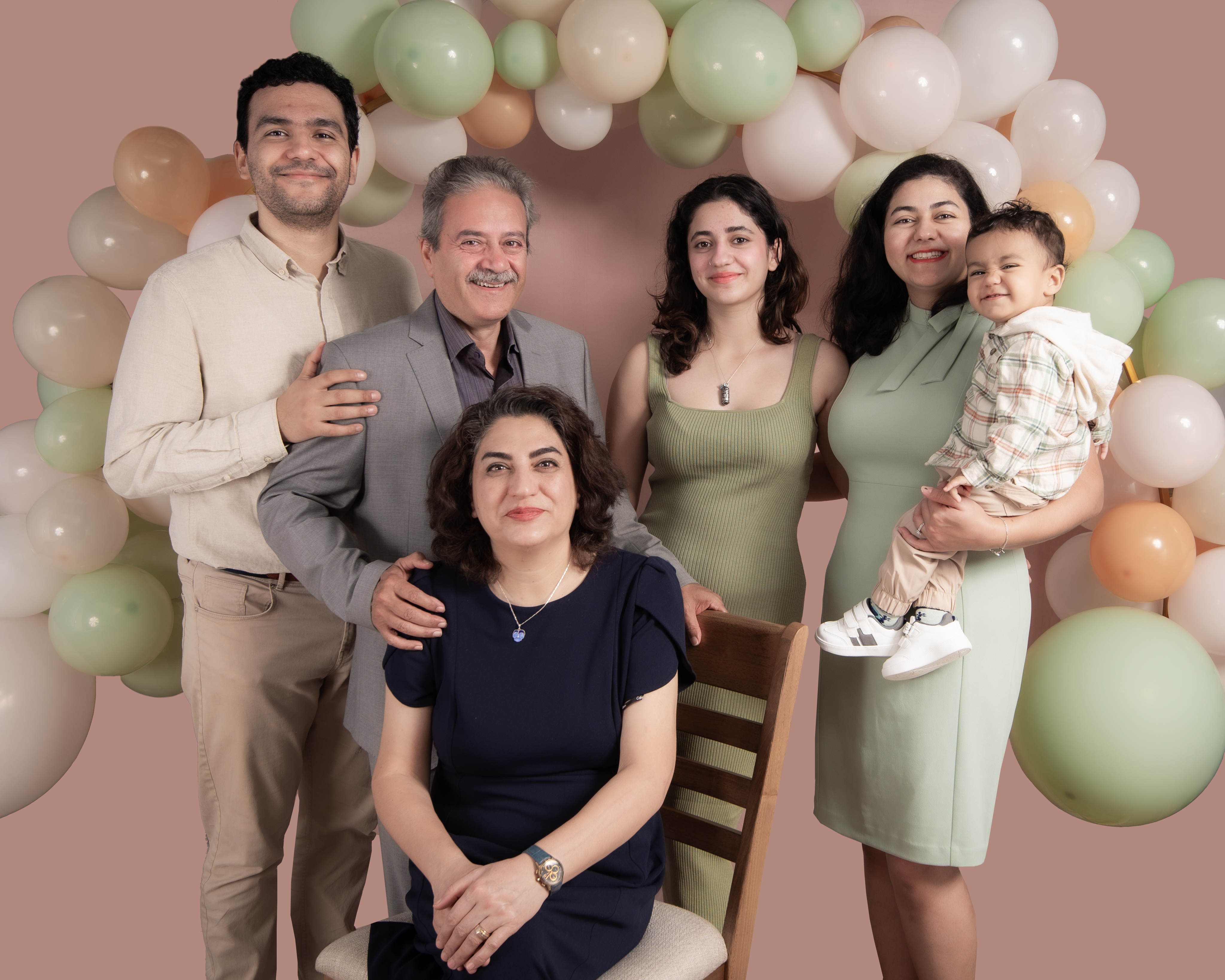 Backlit family portrait at sunset in Edmonton river valley